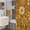 Retro Flowers Shower Curtain, Groovy 60's 70's Hippie Shower Accessory
