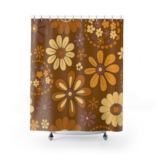 Retro Flowers Shower Curtain, Groovy 60's 70's Hippie Shower Accessory