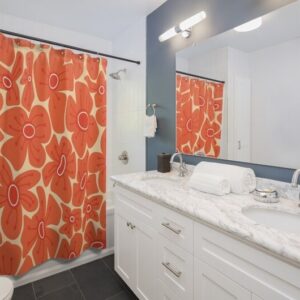 Retro Flowers Shower Curtain, Groovy 60's 70's Hippie Shower Accessory Home Decor