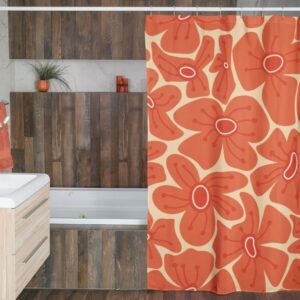 Retro Flowers Shower Curtain, Groovy 60's 70's Hippie Shower Accessory Home Decor