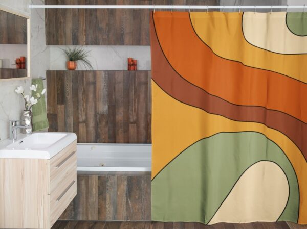 Retro Groovy 60's 70's Hippie Sshower Curtain, Retro Bathroom Curtain