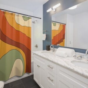 Retro Groovy 60's 70's Hippie Sshower Curtain, Retro Bathroom Curtain