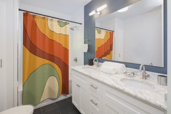 Retro Groovy 60's 70's Hippie Sshower Curtain, Retro Bathroom Curtain