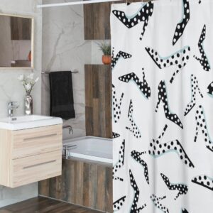 Retro Shoe Shower Curtain With Polka Dots, Feminine Housewarming Present For Bathroom