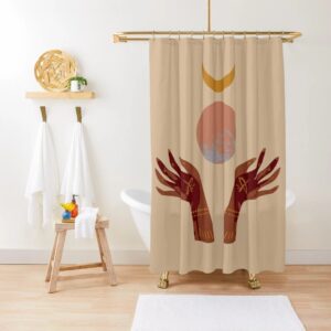 Shower Curtain Boho Mid-Century Abstract Patterns Cactus Trendy Shower Curtain