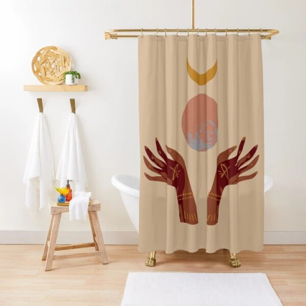 Shower Curtain Boho Mid-Century Abstract Patterns Cactus Trendy Shower Curtain