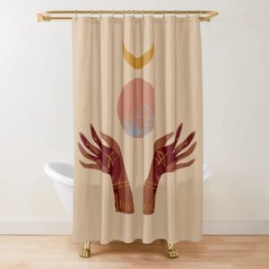 Shower Curtain Boho Mid-Century Abstract Patterns Cactus Trendy Shower Curtain