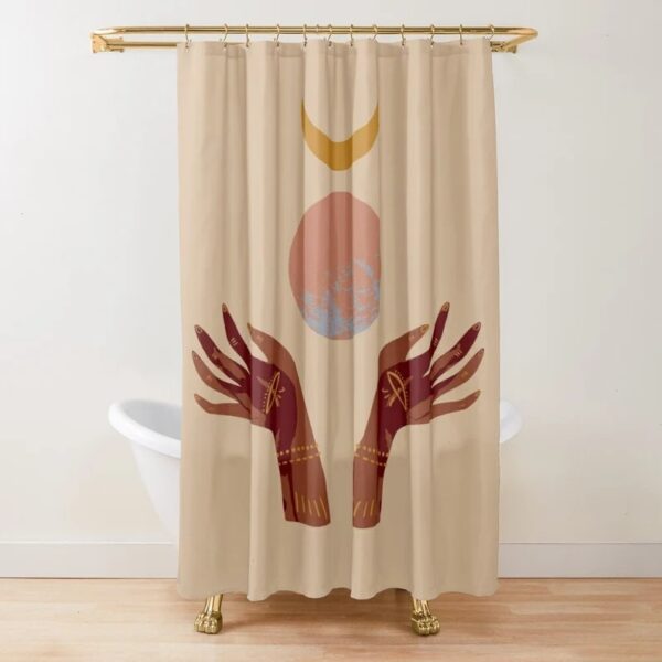 Shower Curtain Boho Mid-Century Abstract Patterns Cactus Trendy Shower Curtain