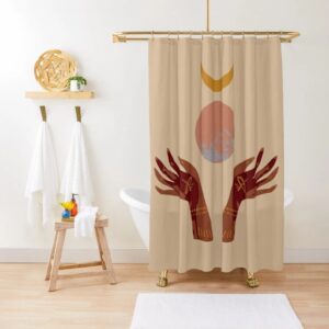 Shower Curtain Boho Mid-Century Abstract Patterns Cactus Trendy Shower Curtain