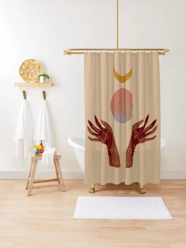 Shower Curtain Boho Mid-Century Abstract Patterns Cactus Trendy Shower Curtain