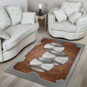 Sport Leather Pattern Print Baseball Rug