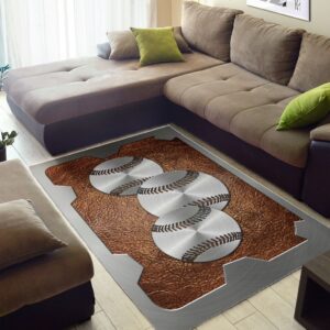 Sport Leather Pattern Print Baseball Rug