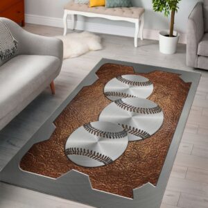Sport Leather Pattern Print Baseball Rug
