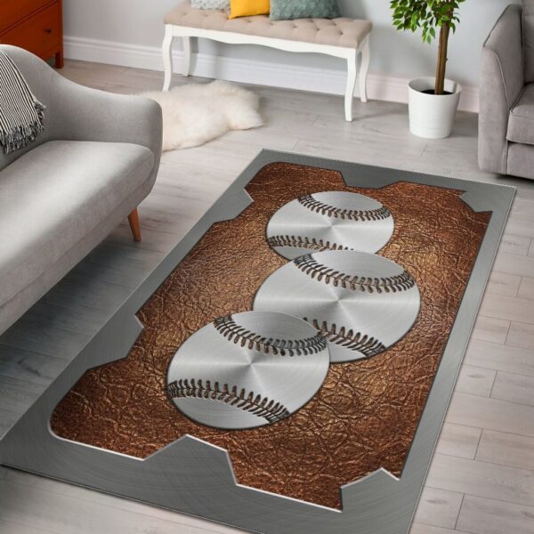Sport Leather Pattern Print Baseball Rug