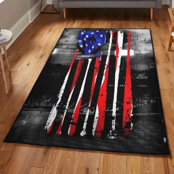 Usa Living Room Rugs, Baseball United State Flag Rug