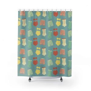 Vintage Swimsuit Shower Curtains, Retro Swimwear Shower Curtain, Beach Curtain, Beach Bathroom Accessories