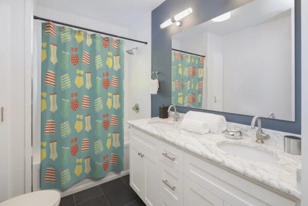 Vintage Swimsuit Shower Curtains, Retro Swimwear Shower Curtain, Beach Curtain, Beach Bathroom Accessories