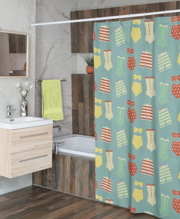 Vintage Swimsuit Shower Curtains, Retro Swimwear Shower Curtain, Beach Curtain, Beach Bathroom Accessories